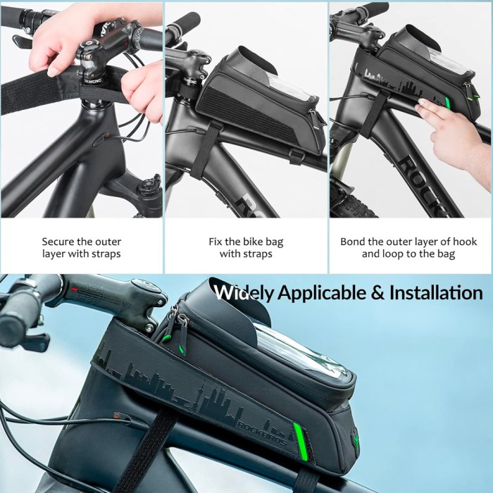 Rockbros 029-1BK bicycle bag for frame with phone cover - black