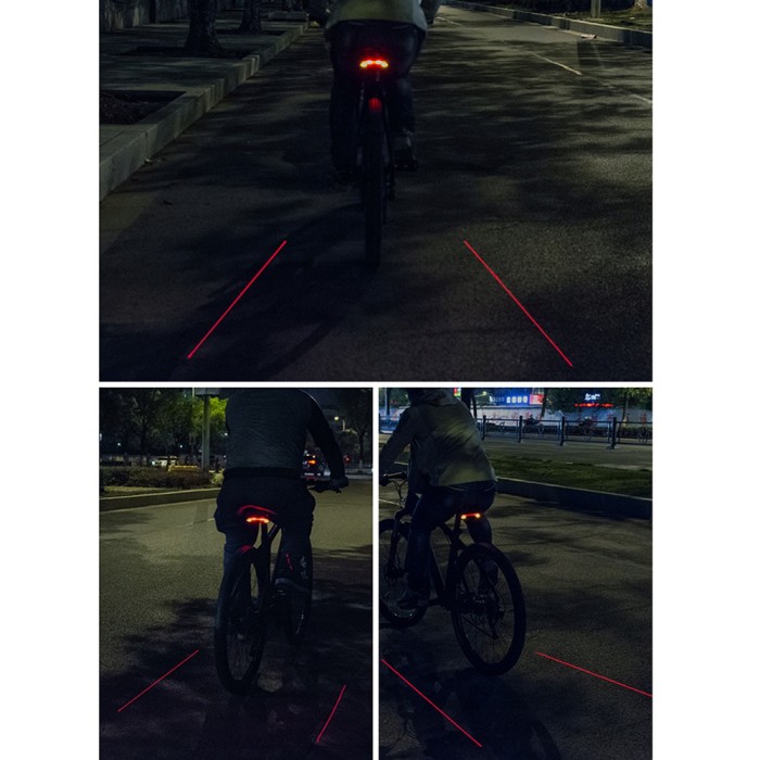 Rockbros LKWD-R1 Rear Bike Light with Laser and Remote Control + Micro USB - USB-A Cable - Black