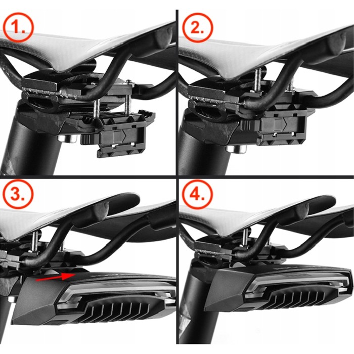 Rockbros LKWD-R1 Rear Bike Light with Laser and Remote Control + Micro USB - USB-A Cable - Black
