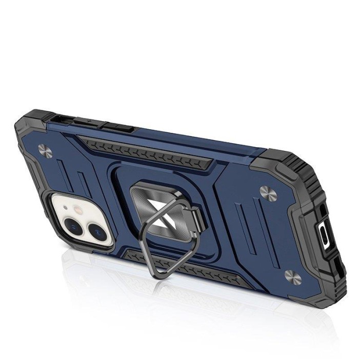 Wozinsky Ring Armor case for iPhone 14 Plus armored cover magnetic holder ring blue