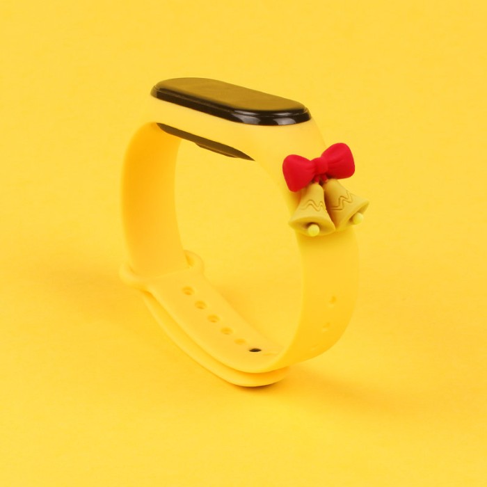 Strap Xmas for Xiaomi Mi Band 5 / 6 Christmas Silicone Bracelet Strap with Bells - Yellow