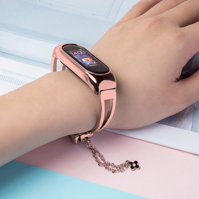 Metal bracelet for Xiaomi Mi Band 3 / 4 / 5 / 6 band strap - pink