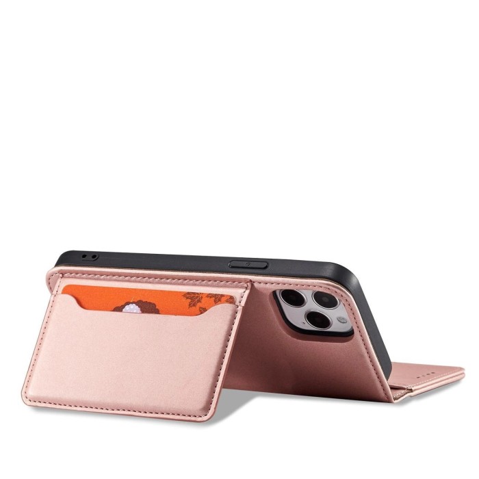 Magnet Card Case for iPhone 12 Pouch Card Wallet Card Stand Pink