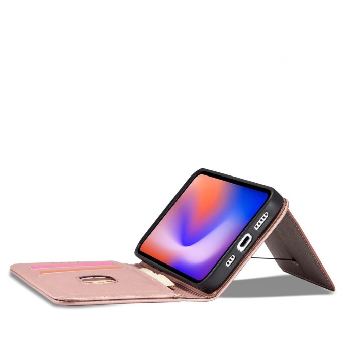 Magnet Card Case for iPhone 12 Pouch Card Wallet Card Stand Pink