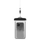 PVC waterproof phone case with lanyard - black