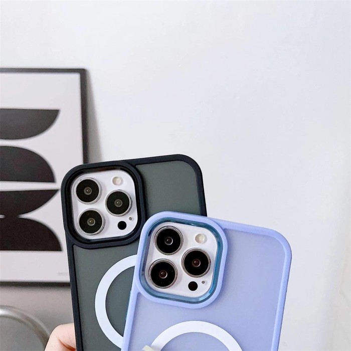 Armored magnetic iPhone 14 Pro Max MagSafe Color Matte Case - purple