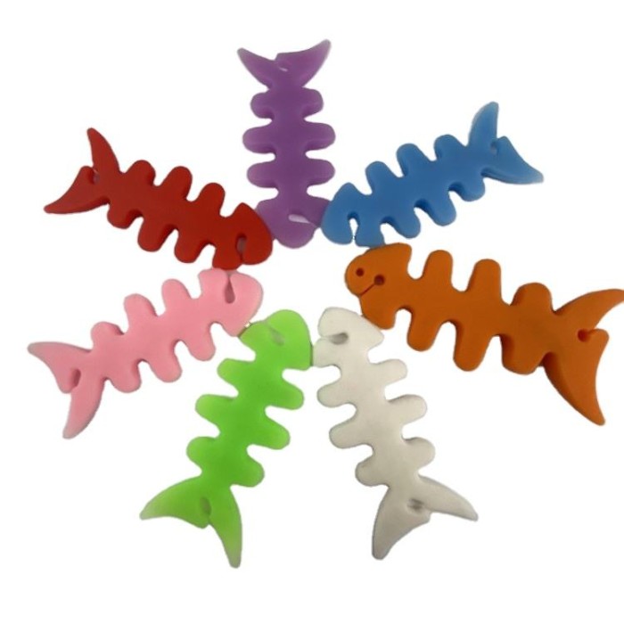 Fish-shaped headphone cable wrap - white