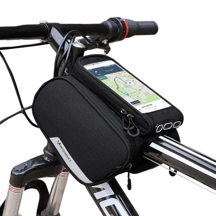 Wozinsky frame bike bag + detachable phone cover up to 6.5 "1.5l black (WBB7BK)