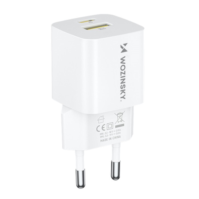 Wozinsky WWCEAC GaN USB-A USB-C 33W Wall Charger - White