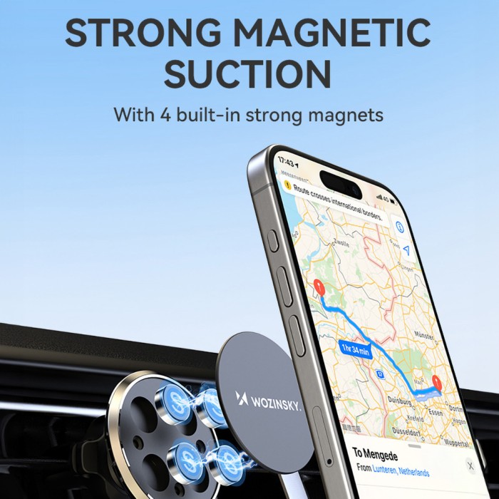 Wozinsky WUMKO Magnetic Phone Holder for Car Air Vent - Black