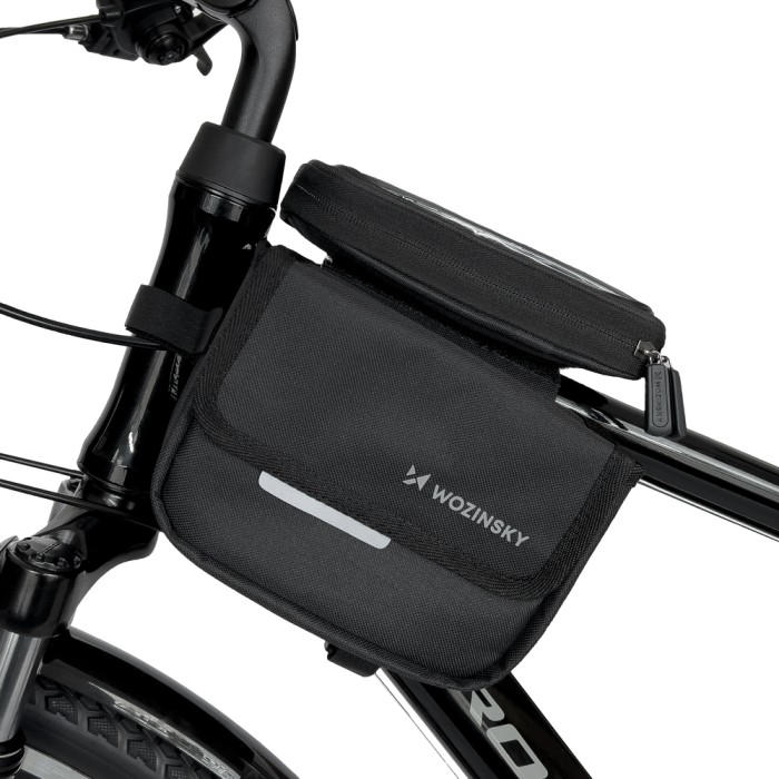 Wozinsky bicycle frame bag, waterproof phone case, 1.5l, black (WBB26BK)