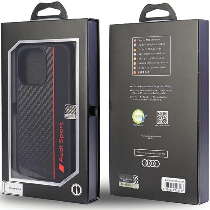 Audi Carbon Fiber Stripe iPhone 13 Pro / 13 6.1" black/black hardcase AUS-TPUPCIP13P-R8/D1-BK