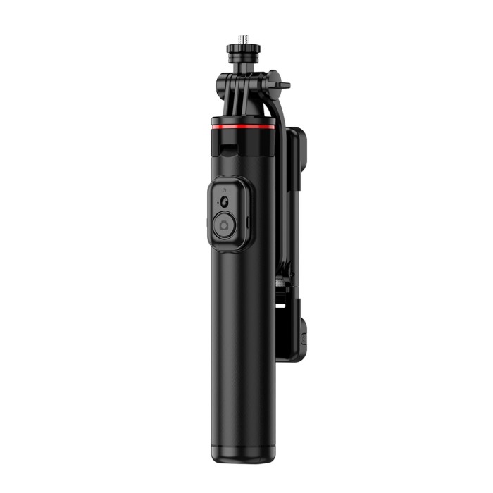 Selfie stick WC12YDS 1.3m aluminum alloy telescopic tripod with dual lamp and phone holder - black