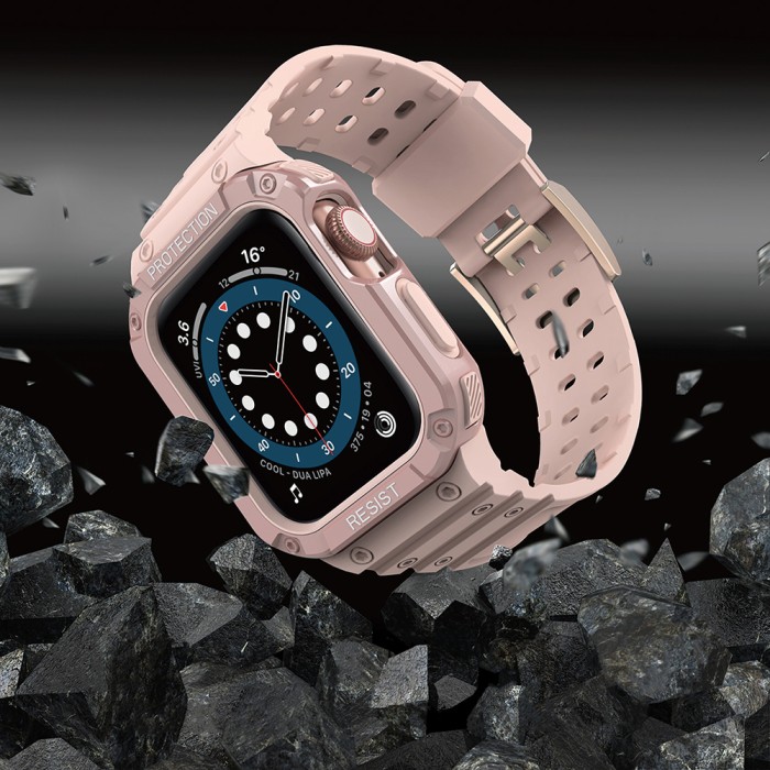Protect Strap Band for Apple Watch 38/40/41mm Armored Case Strap - Pink