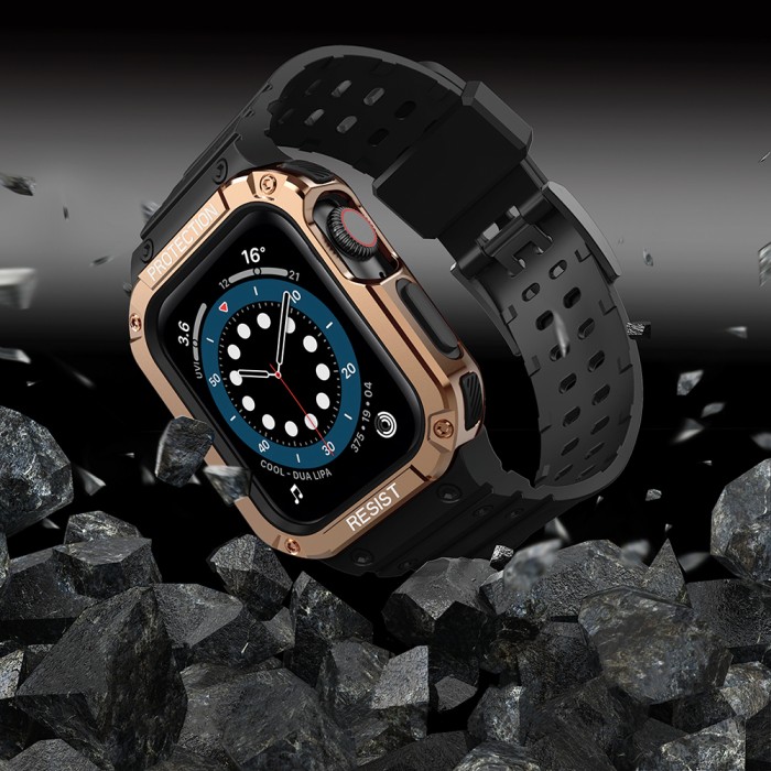 Protect Strap Band for Apple Watch 38/40/41mm Armored Case Strap - Black, Rose Gold