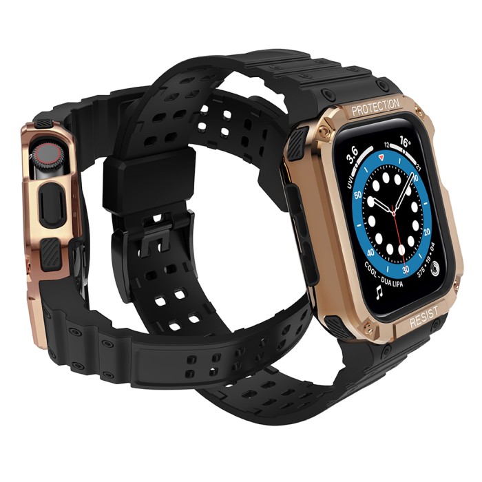 Protect Strap Band for Apple Watch 38/40/41mm Armored Case Strap - Black, Rose Gold