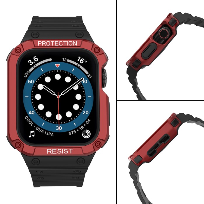 Protect Strap Band for Apple Watch 38/40/41mm Armored Case Strap - Black, Red