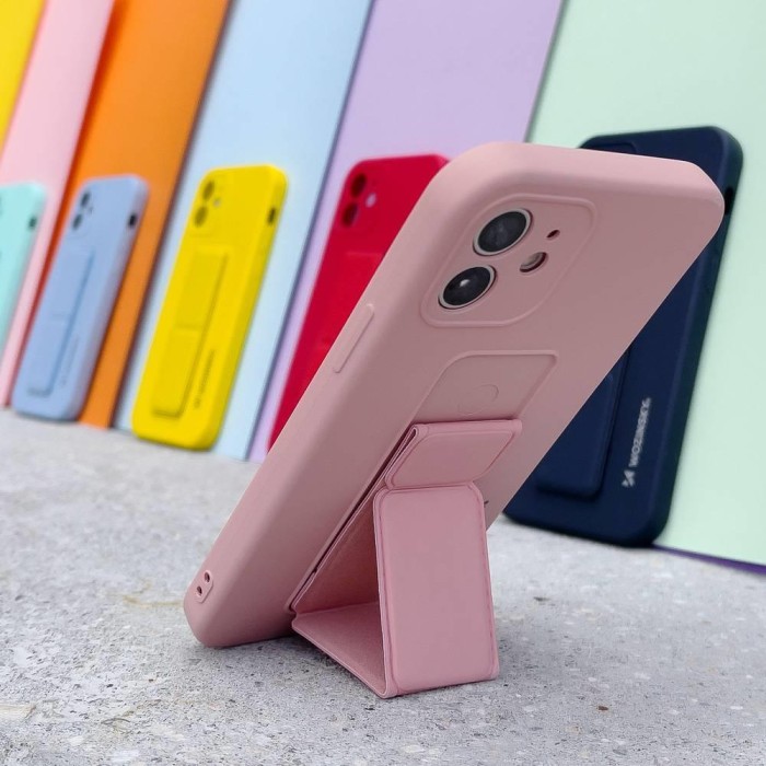 Wozinsky Kickstand Case iPhone 12 Pro Max Yellow Silicone Case with Stand