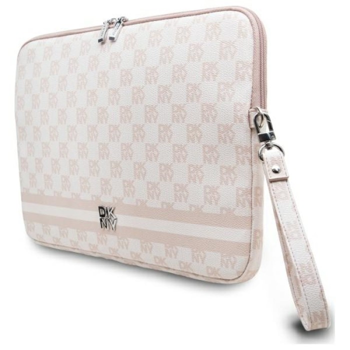 DKNY Sleeve Checkered Pattern Printed Stripes 14" Laptop Case - Pink