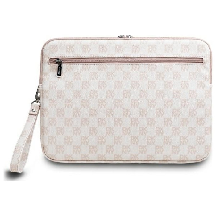 DKNY Sleeve Checkered Pattern Printed Stripes 14" Laptop Case - Pink
