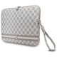 DKNY Sleeve Checkered Pattern Printed Stripes 16" Laptop Case - Beige