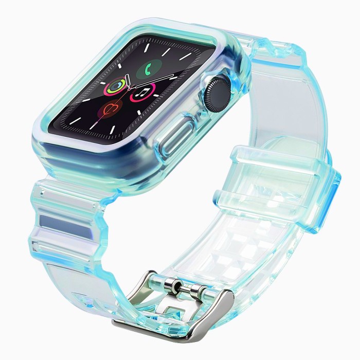 Silicone Band Strap Bracelet Case Strap Light Set for Apple Watch 40mm - Blue