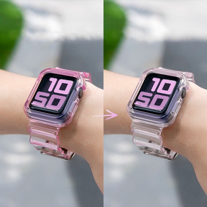 Silicone Band Strap Bracelet Case Strap Light Set for Apple Watch 40mm - Blue