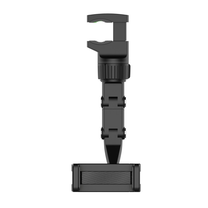 Adjustable car rearview mirror holder for smartphone black
