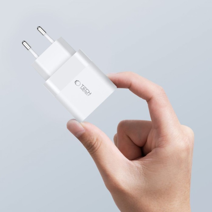 Tech-Protect C20W 2x USB-C PD 20W charger with USB-C / USB-C cable - white
