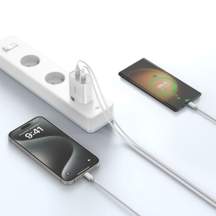 Tech-Protect C20W 2x USB-C PD 20W charger with USB-C / USB-C cable - white
