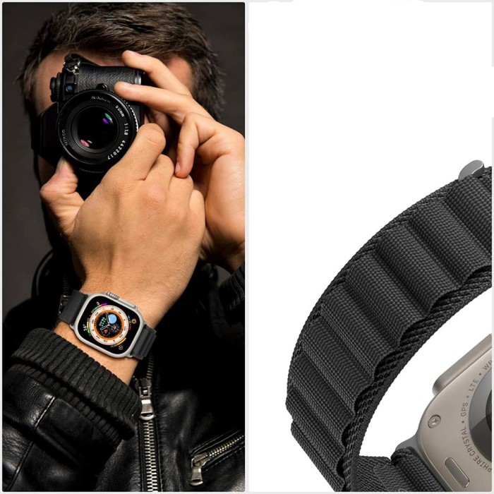 Tech-Protect Nylon Pro Strap for Apple Watch 4 / 5 / 6 / 7 / 8 / 9 / SE / Ultra 1 / 2 (42/44/45/49 mm) - Black