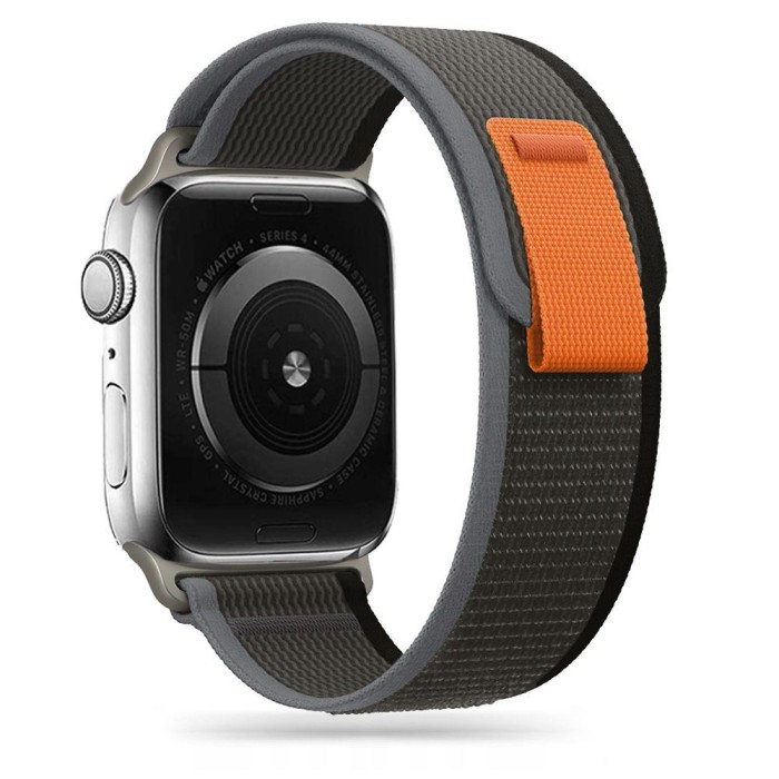 Tech-Protect Nylon Strap for Apple Watch 4/5/6/7/8/9/SE/Ultra 1/2 (42/44/45/49 mm) - Black &amp;amp; Orange
