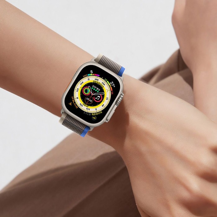 Tech-Protect Nylon Strap for Apple Watch 4/5/6/7/8/9/SE/Ultra 1/2 (42/44/45/49 mm) - Black &amp;amp; Orange