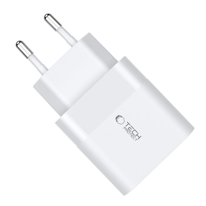 Tech-Protect C30W charger USB-C PD 30W / USB-A QC 3.0 - white