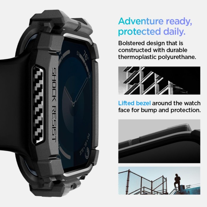 Spigen Rugged Armor Case for Apple Watch 10 46mm - Black