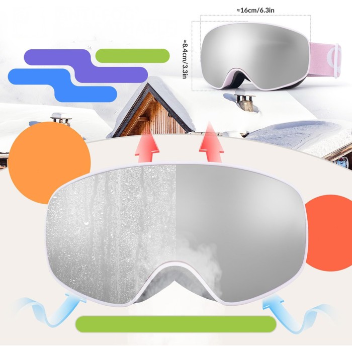 Qunature Pink Children&amp;#39;s skiing goggles (medium/large children&amp;#39;s version)