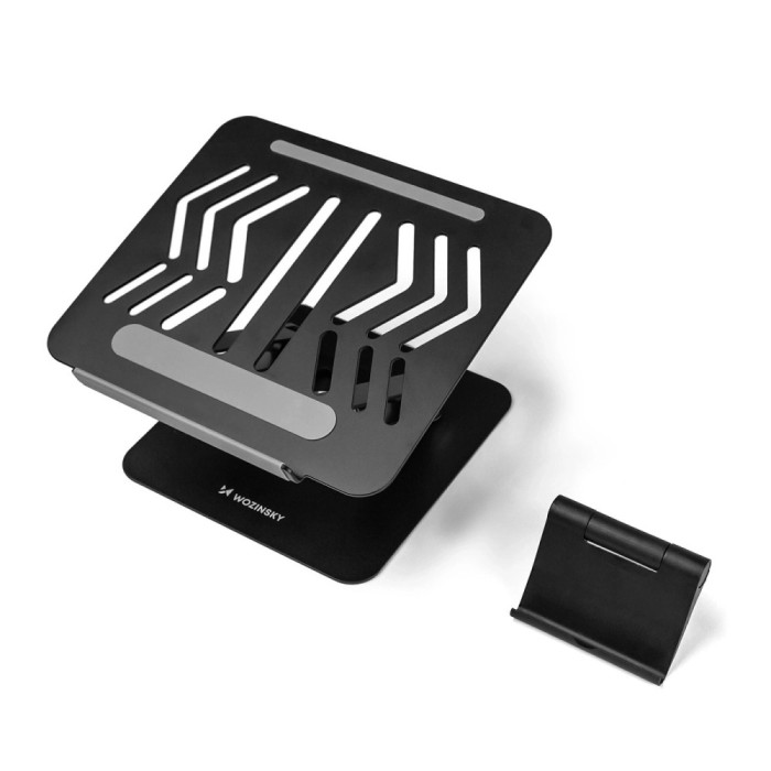 Wozinsky WRS-CPY84SB 360 Aluminum Laptop and Tablet Stand + Free Smartphone Stand - Black