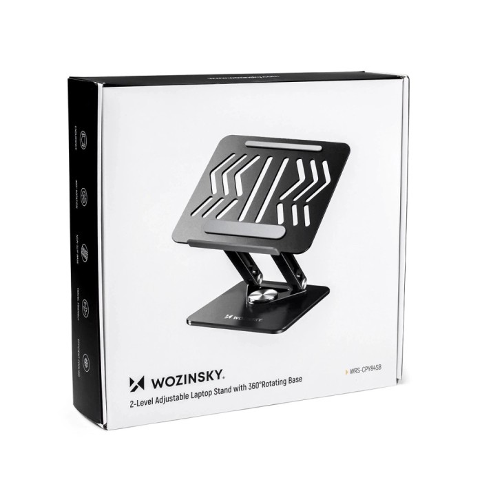 Wozinsky WRS-CPY84SB 360 Aluminum Laptop and Tablet Stand + Free Smartphone Stand - Black