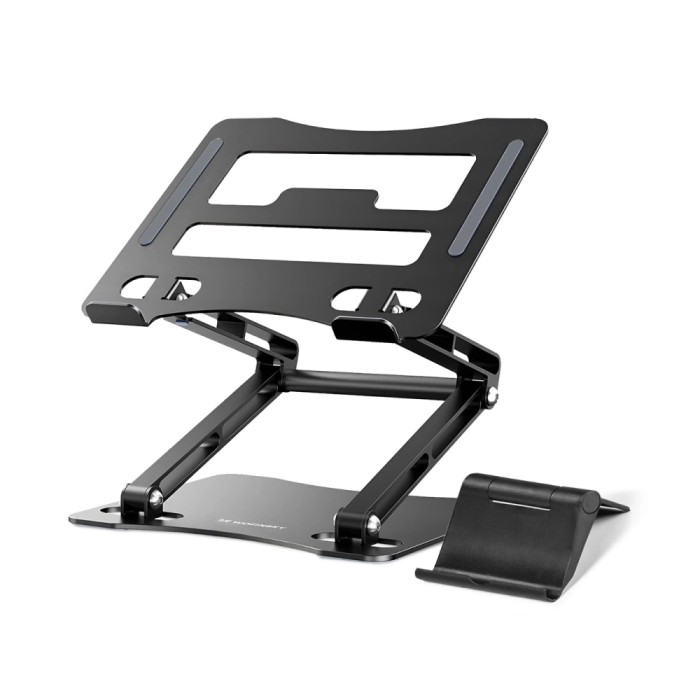 Wozinsky WRS-CPY75DSB Aluminum Laptop and Tablet Stand + Free Smartphone Stand - Black