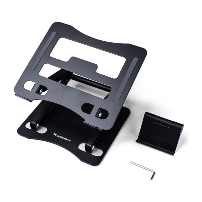 Wozinsky WRS-CPY75DSB Aluminum Laptop and Tablet Stand + Free Smartphone Stand - Black