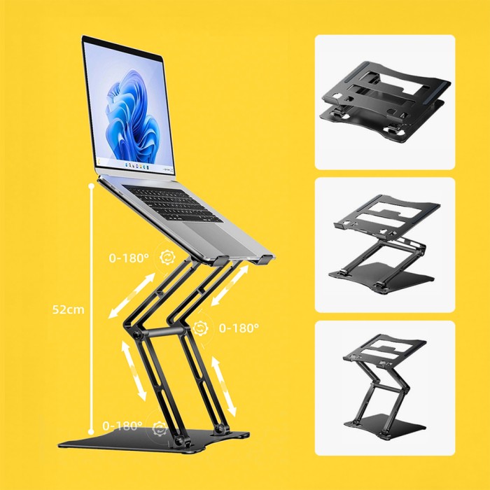 Wozinsky WRS-CPY75DSB Aluminum Laptop and Tablet Stand + Free Smartphone Stand - Black
