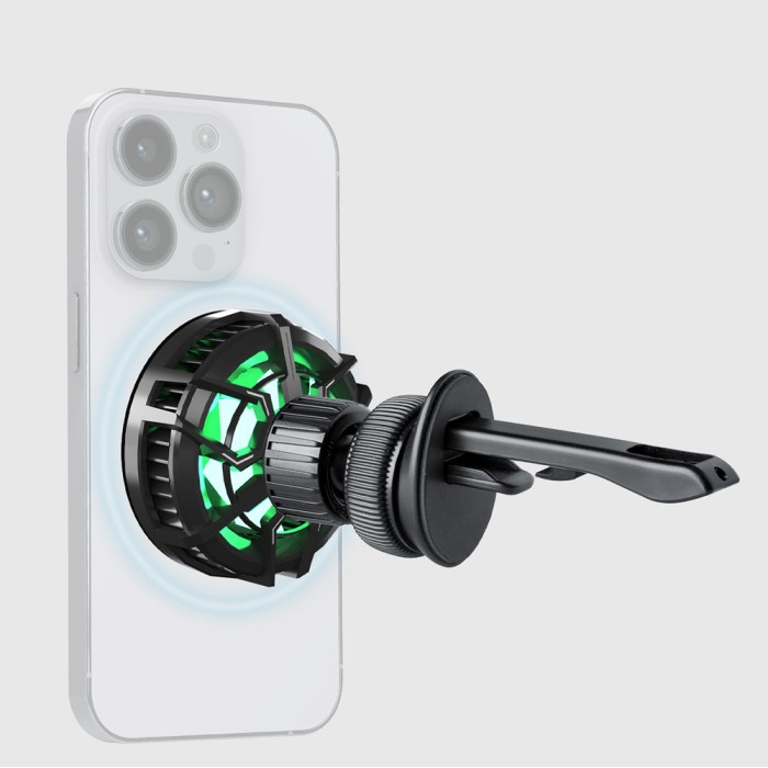 Smartphone holder with inductive charger SBS TESUPFANWIR15W 15W for air vent, with cooling - black