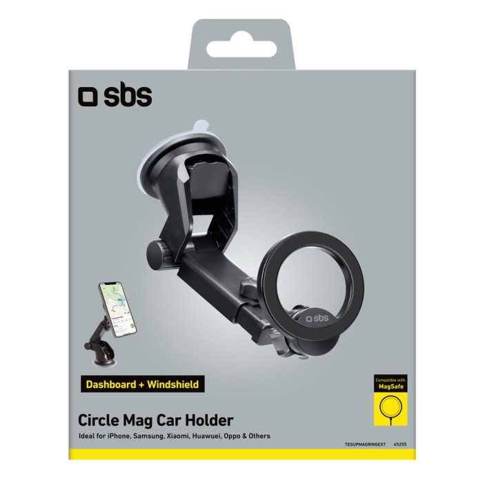 SBS TESUPMAGRINGEXT Smartphone Holder for Dashboard and Windshield, MagSafe Compatible - Black