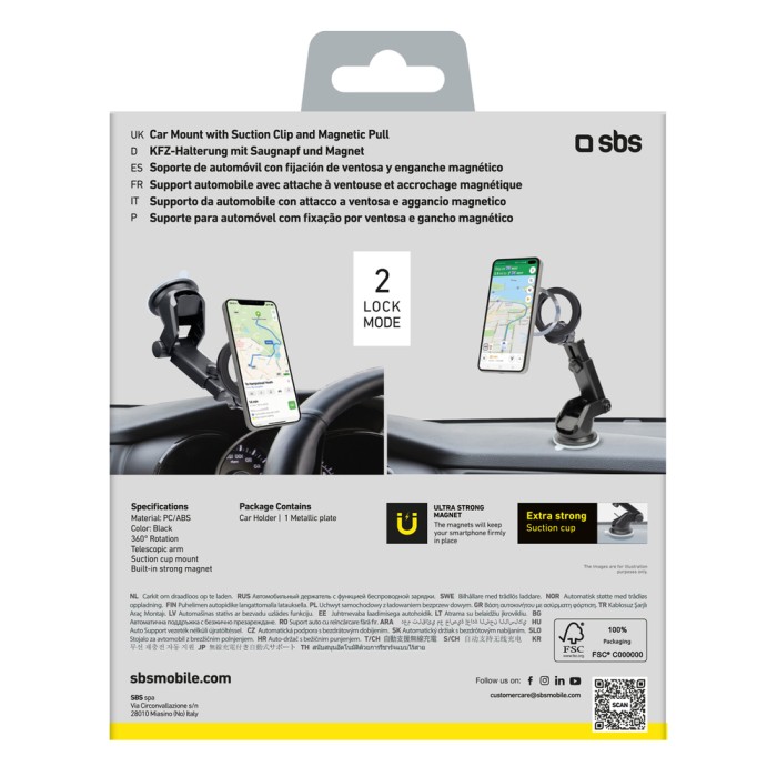 SBS TESUPMAGRINGEXT Smartphone Holder for Dashboard and Windshield, MagSafe Compatible - Black