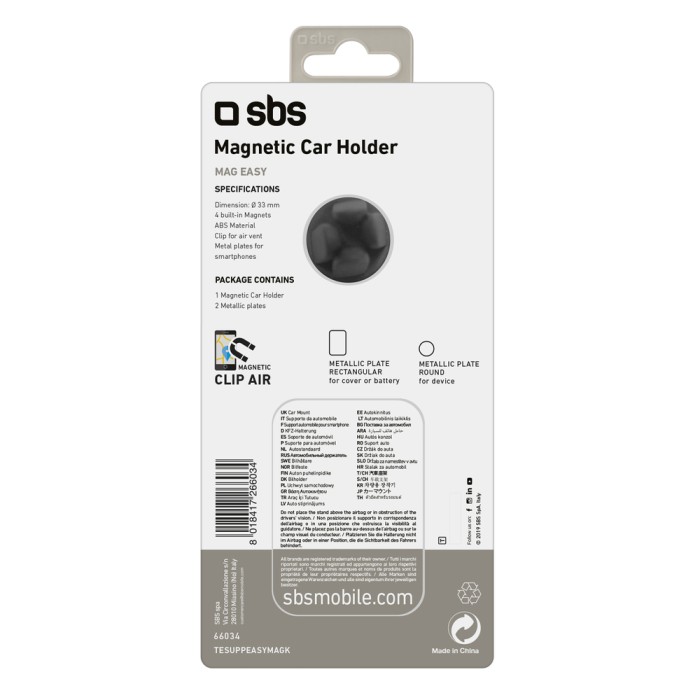 SBS TESUPPEASYMAGK smartphone holder magnetic, for air vent - black