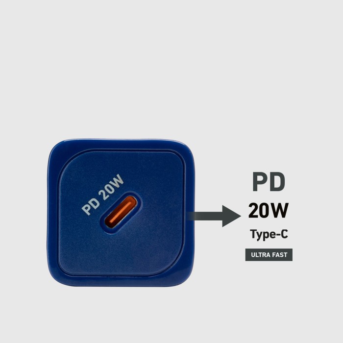 SBS TETRGAN1C20B 20W GaN Wall Charger with Power Delivery - Blue