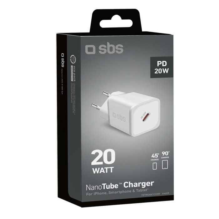 SBS TETRGAN1C20W 20W GaN Wall Charger with Power Delivery - White