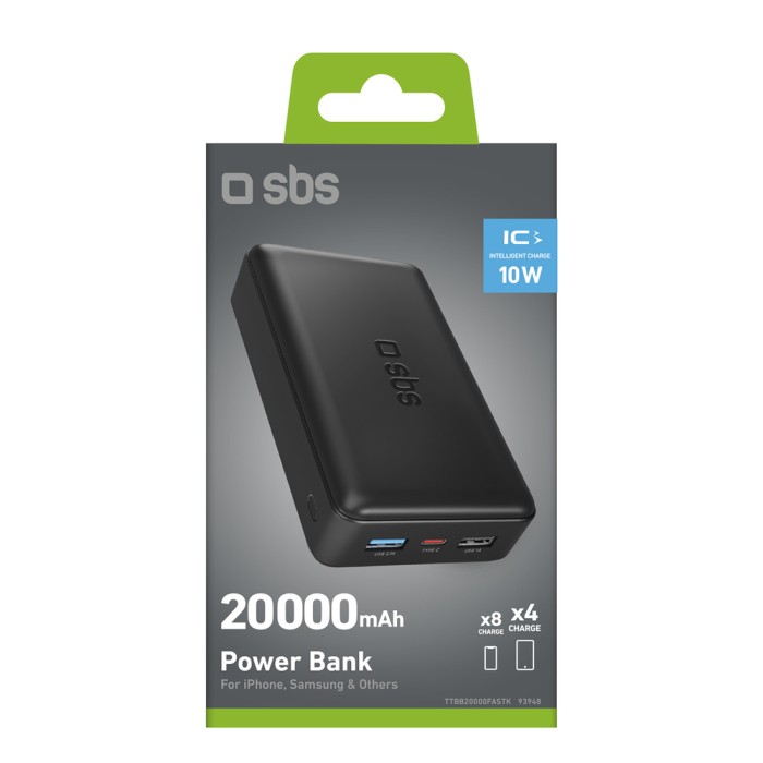 Powerbank Puro Fast 20000 mAh 2x USB-A + 1x USB-C - black