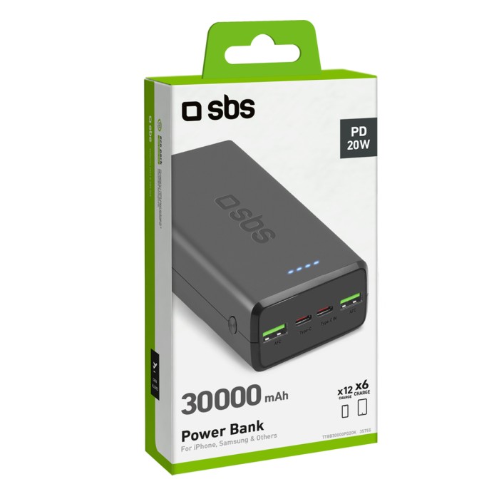 Powerbank SBS TTBB30000PD20K 30000 mAh 2 x USB-C 2 x USB-A - black