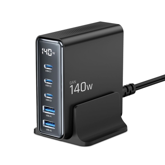 Tech-Protect DC140W-GAN 5-PORT PD140W/QC3.0 Charging Station - Black